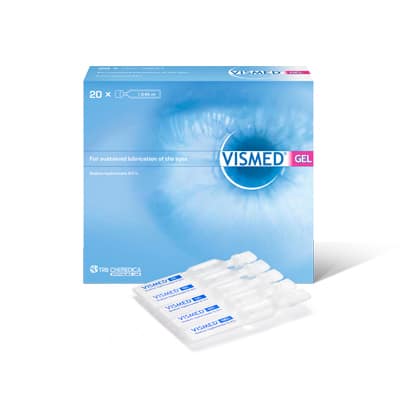 VISMED GEL gouttes pour les yeux pour l’œil sec avec de l’acide hyaluronique de TRB Chemedica Packshot